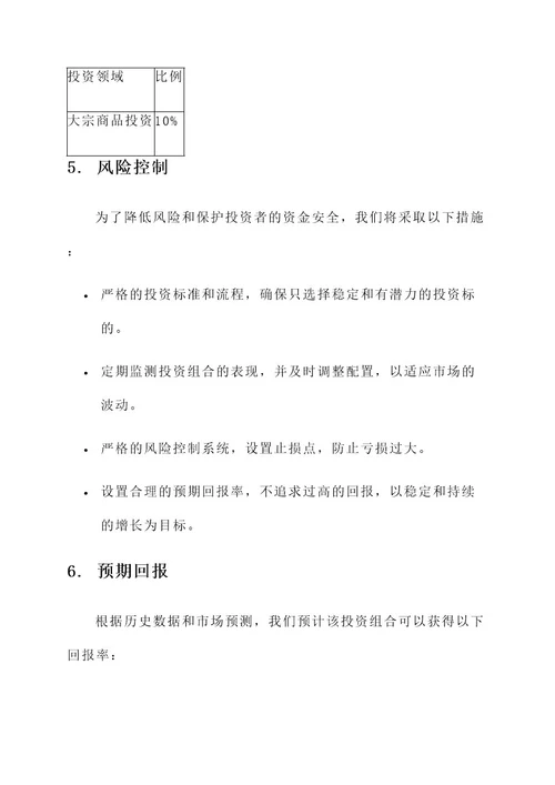 写一份投资项目方案