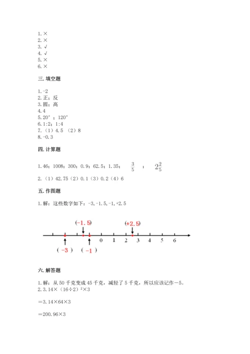 小学六年级下册数学期末测试卷及参考答案【达标题】.docx