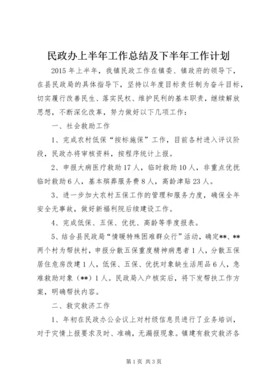 民政办上半年工作总结及下半年工作计划.docx