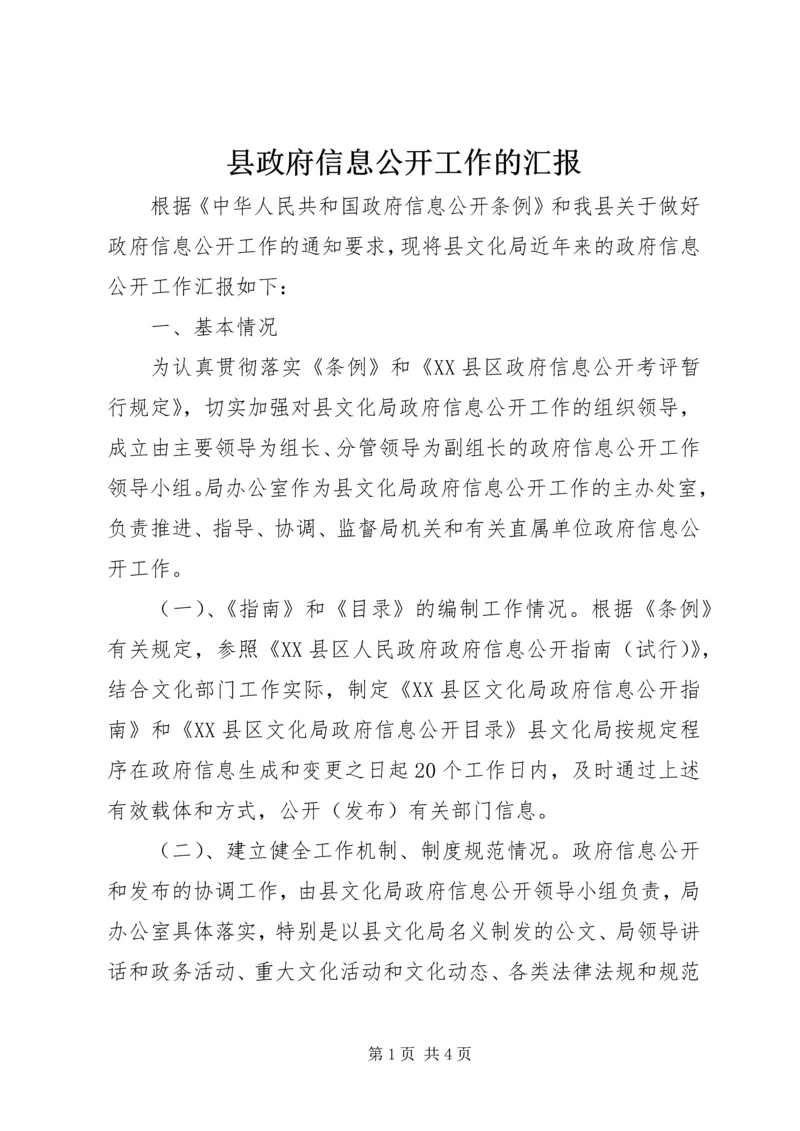 县政府信息公开工作的汇报.docx