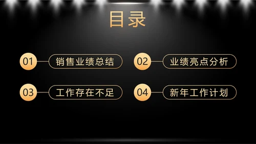 黑色奢华销售年终总结暨新年计划带内容PPT模板