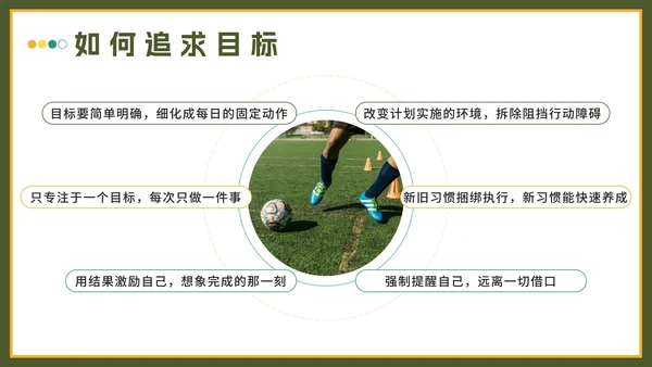 绿色实景锁定方向一击即中主题班会带内容PPT模板
