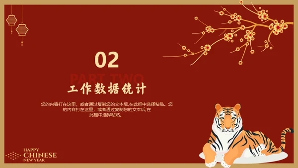 虎年春节过年新年工作总结通用PPT模板