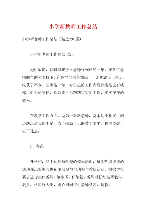 小学新教师工作总结