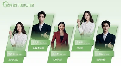 绿色商务风公司宣传团队多人介绍页