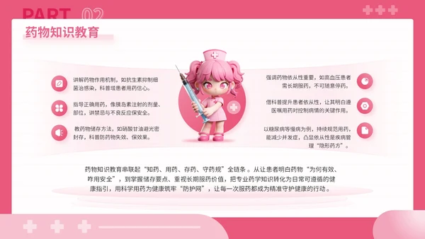 粉色3D风健康科普点亮患者教育之路关于患者教育讲座PPT模板