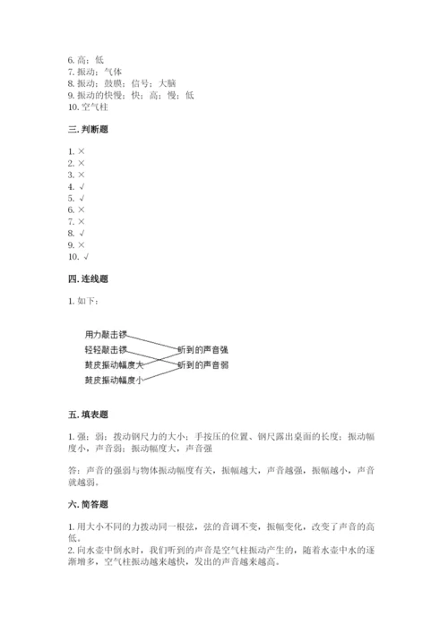 教科版 科学四年级上册第一单元声音测试卷精品（易错题）.docx