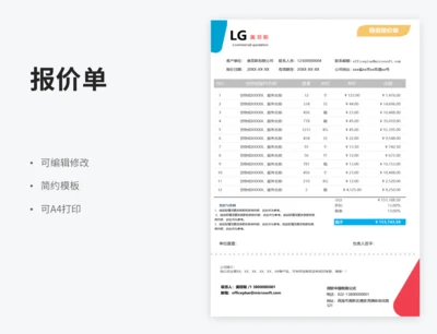 商务报价单-自动计算