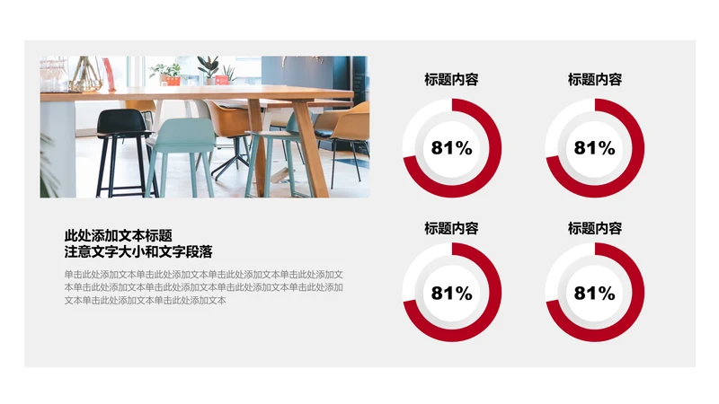 图表页-红色商务风4项对比饼图