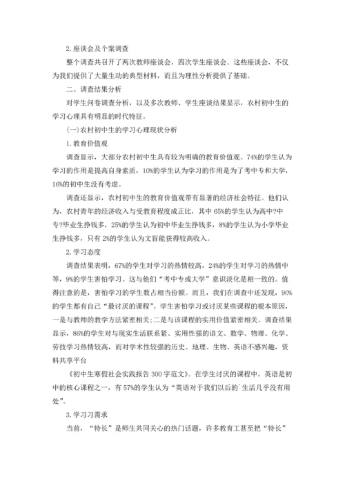 初中生寒假社会实践报告300字范文.docx