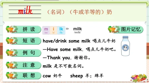 Unit 4 Healthy food 单词导学课件(共19张PPT)