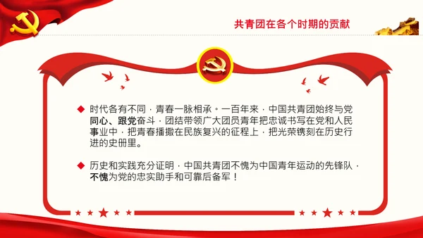 在庆祝共青团成立100周年大会上的讲话PPT