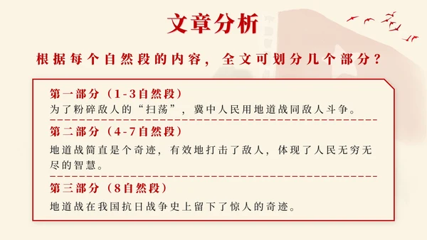 部编版语文五年级上第八课冀中地道战PPT模板