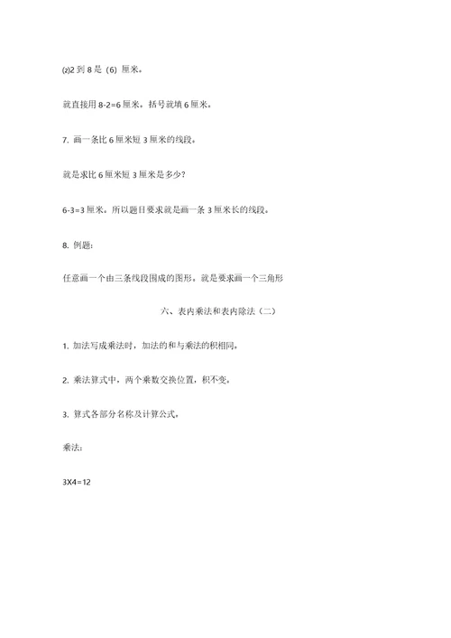 苏教版二年级上册数学知识要点(全)