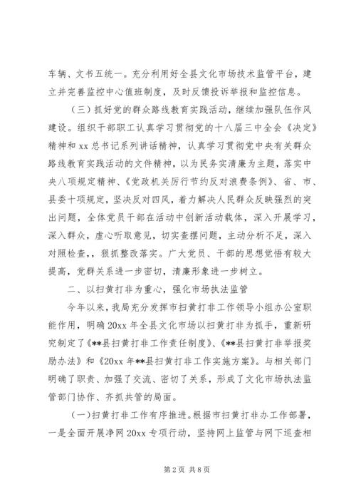 县文化市场管理执法局XX年度工作报告 (2).docx