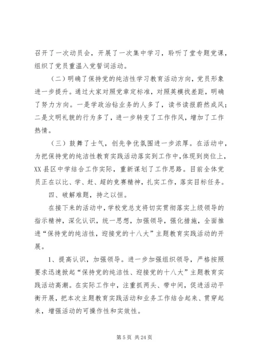 保持党的纯洁性、迎接党的十八大——合肥一中主题教育实践活动汇报材料5篇.docx