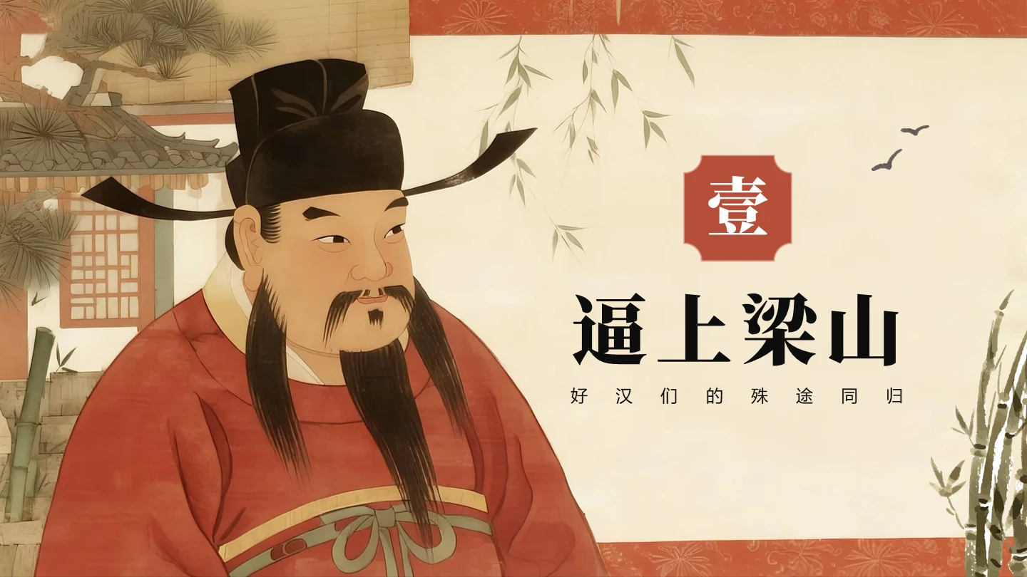 章节页-手绘插画中国风四大名著水浒传介绍主题PPT单页