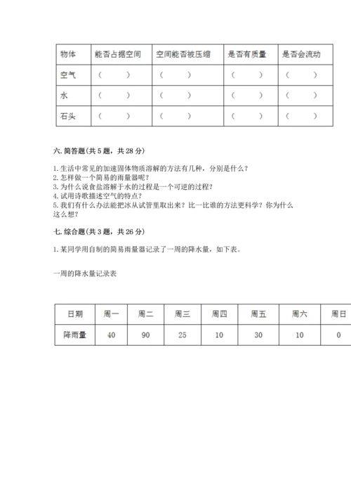 教科版三年级上册科学《期末测试卷》精品（基础题）.docx