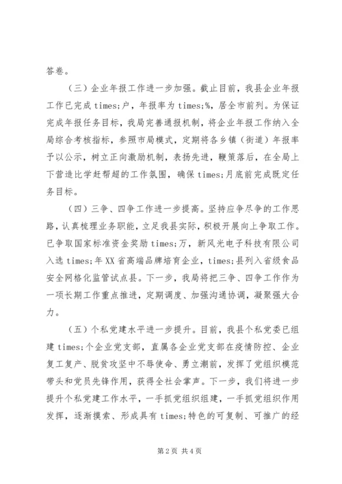 县市场监管局在全市重点工作推进会议上的汇报.docx