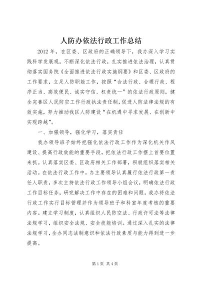 人防办依法行政工作总结.docx