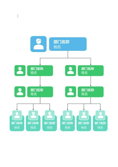 组织架构-蓝绿简约竖版方形word模板