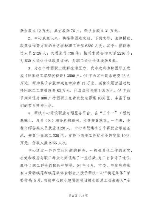 困难职工帮扶中心工作汇报.docx