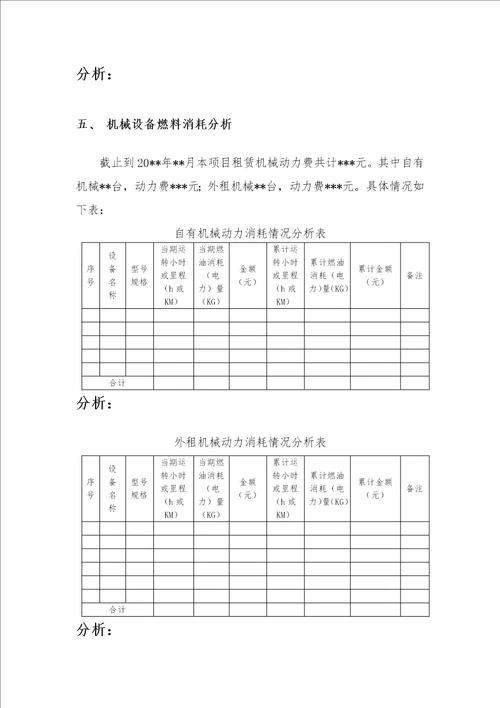 项目设备经济活动分析报告范本