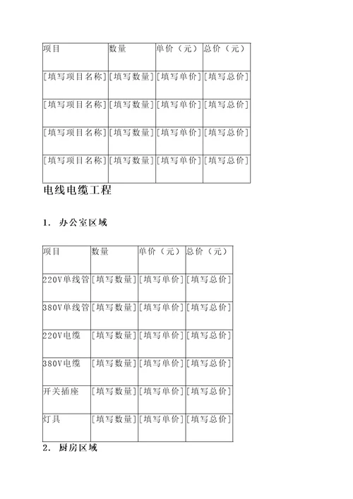 装修水电明细报价单