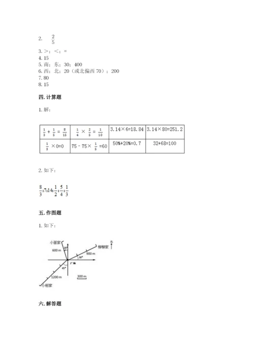 人教版六年级上册数学期中考试试卷一套.docx
