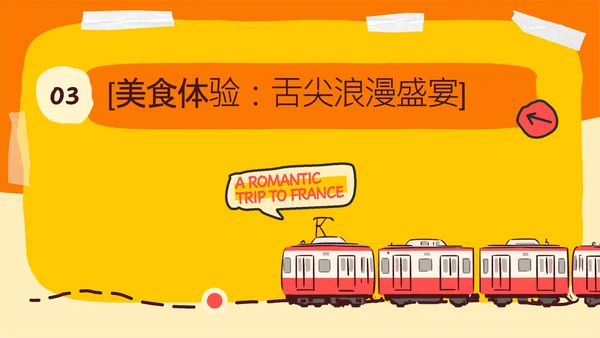 橙黄色简约手绘拼贴法国旅游攻略PPT模板