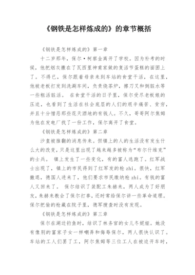 《钢铁是怎样炼成的》的章节概括.docx