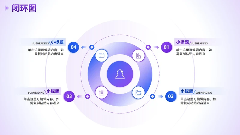 闭环图 - 紫蓝色渐变简约循环PPT单页