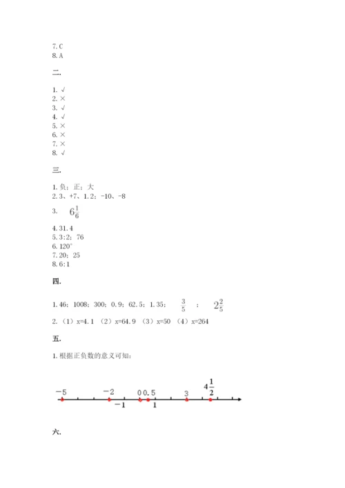 最新人教版小升初数学模拟试卷附参考答案（满分必刷）.docx