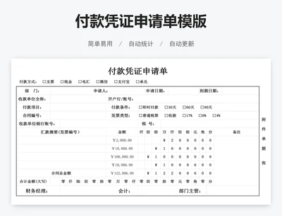 付款凭证申请单模版