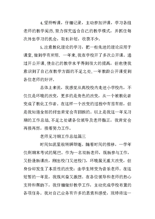 教师见习期工作总结5篇精选