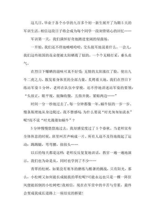 初中生军训心得给感悟范文5篇.docx