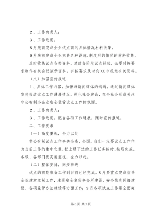 开展非公有制小企业安全生产监督管理试点工作计划 (6).docx