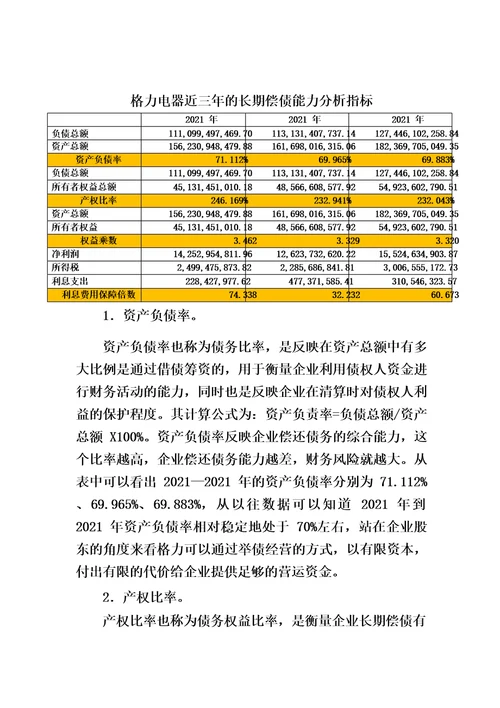 年财务报表分析网上作业:任务格力电器偿债能力分析