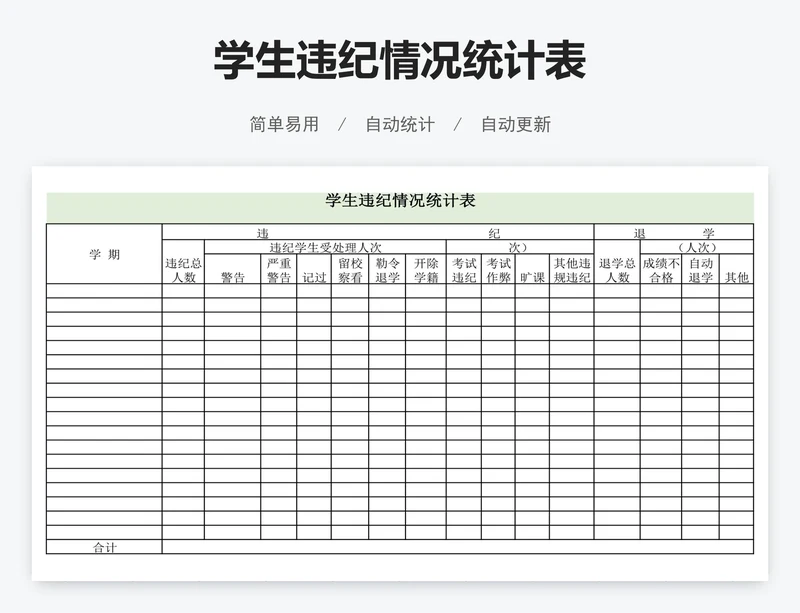 学生违纪情况统计表