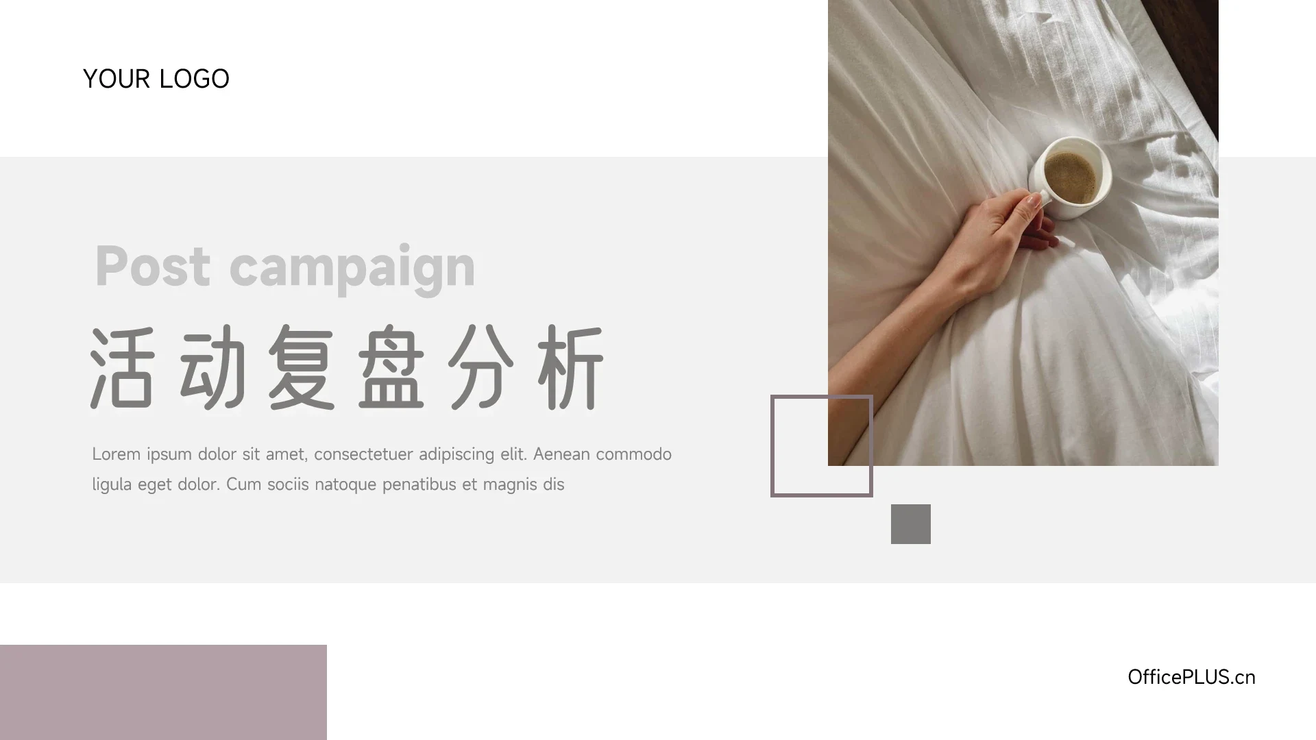 紫色图文干净杂志风活动复盘分析PPT模板