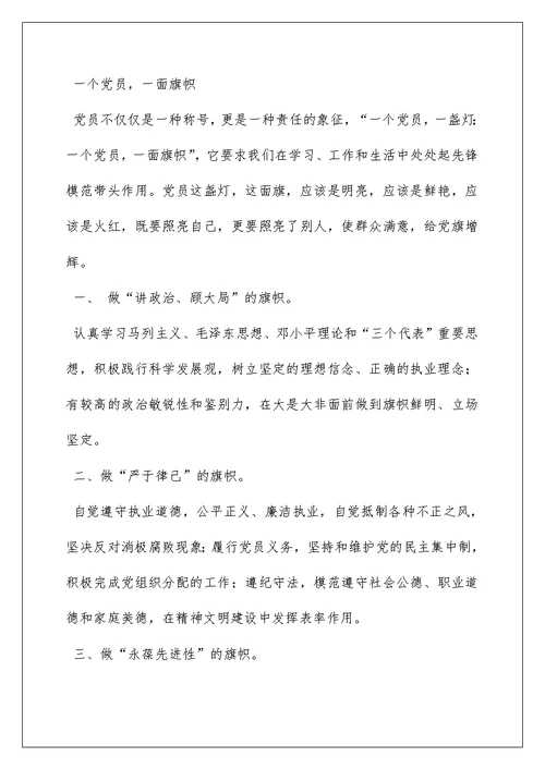 2022《一个党员一面旗》党课PPT课件