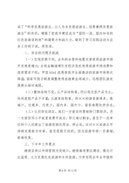 旅游党组上半年工作总结及下半年计划.docx