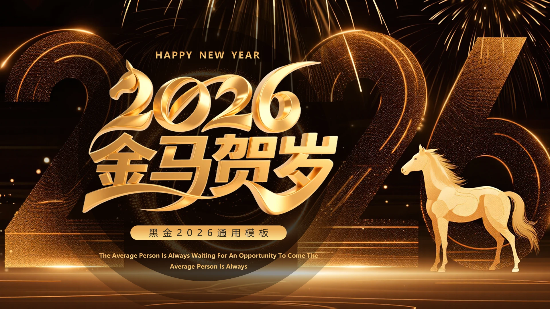 黑金2026马年年终总结年会策划工作汇报通用PPT模版