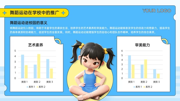 蓝黄色3D潮流风健身新潮流舞蹈运动的魔力