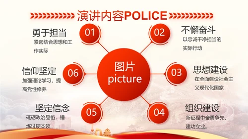 红色大气公安警察工作汇报动态PPT
