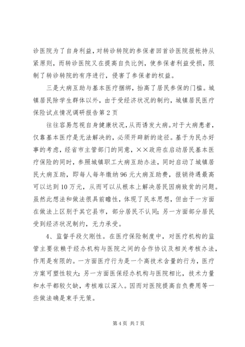城镇居民医疗保险试点情况调研报告.docx