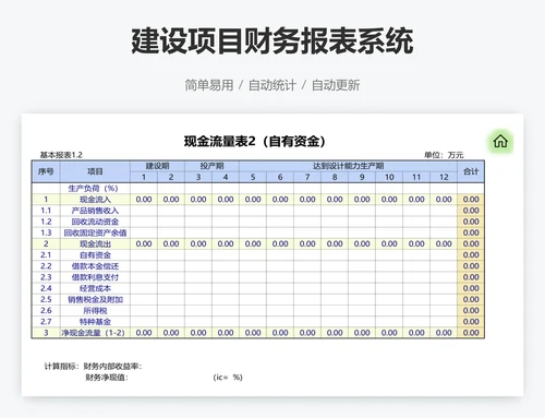 建设项目财务报表系统