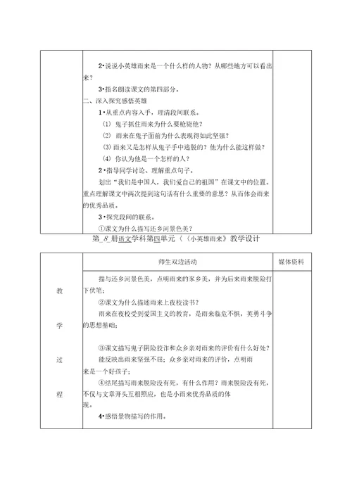 14小英雄雨来知识分享