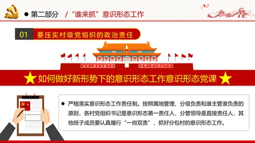 学习贯彻新时代意识形态工作党政党建党课支部团委学习教育ppt