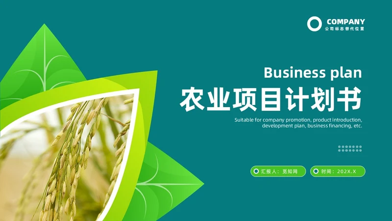 绿色简约农业项目推广计划书PPT模板
